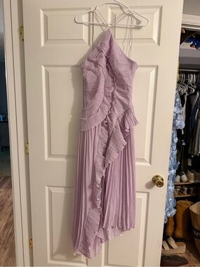 NEW NEVER WORN Lavender Ruffle Pleated Halter Dress